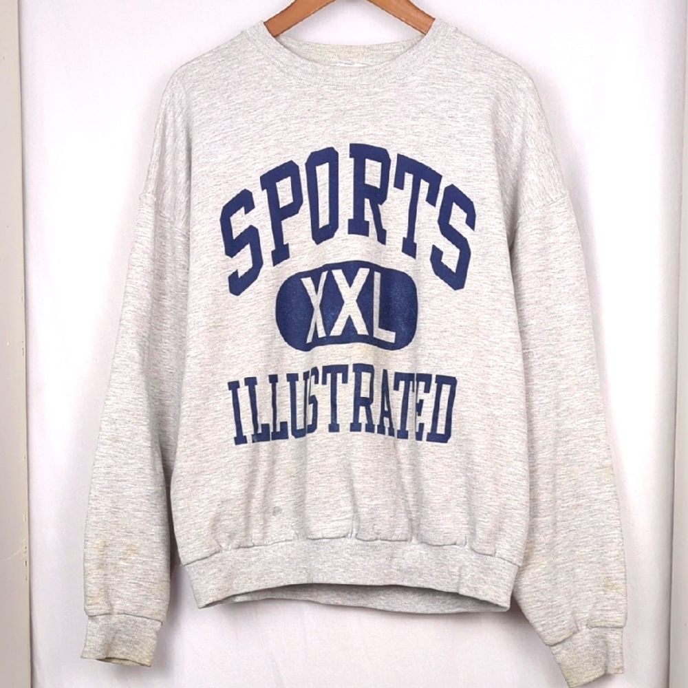 Authentic Super Rare Gray Sports Illustrated Sweatshirt with Blue Print